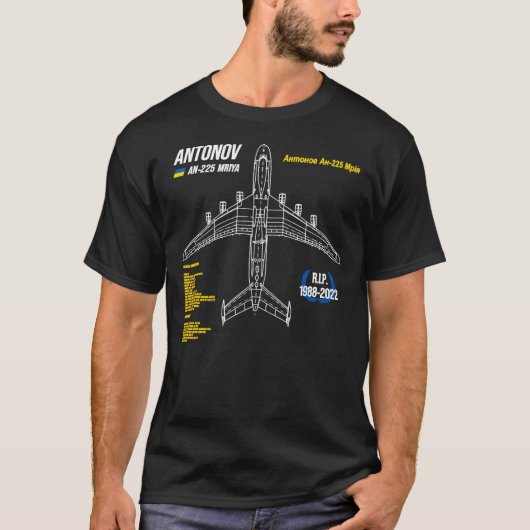 AN-225 Antonov Mriya Cargo Plane RIP Poster Classi T-shirt (Voorkant)