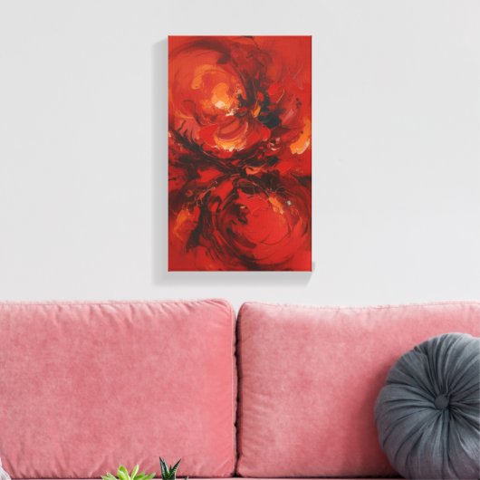 An abstract masterpiece,"Red Swirls" Canvas Afdruk (Insitu (Woonkamer))