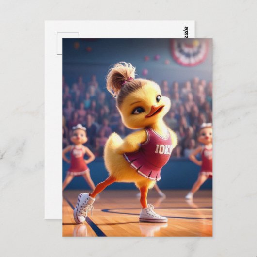 An adorable cheerleader duck briefkaart (Voorkant / Achterkant)