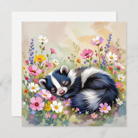 An Adorable Skunk Napping in Flowers (Voorkant / Achterkant)