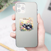 An Adorable Skunk Napping in Flowers Personalized Sticker (Telefoon)