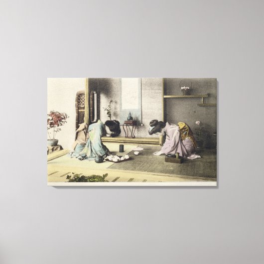 An Aftermiddag Call, c.1880 (met de hand gekleurde Canvas Afdruk (Voorkant)