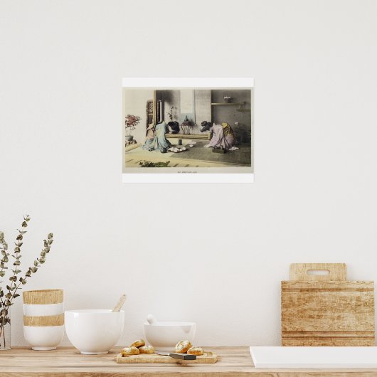 An Aftermiddag Call, c.1880 (met de hand gekleurde Poster (Keuken)