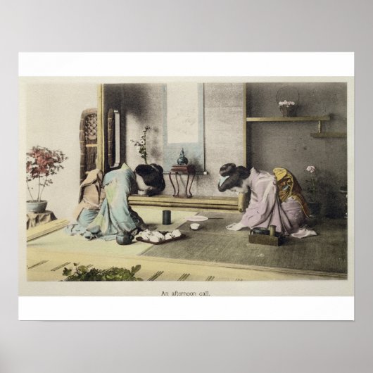 An Aftermiddag Call, c.1880 (met de hand gekleurde Poster (Voorkant)