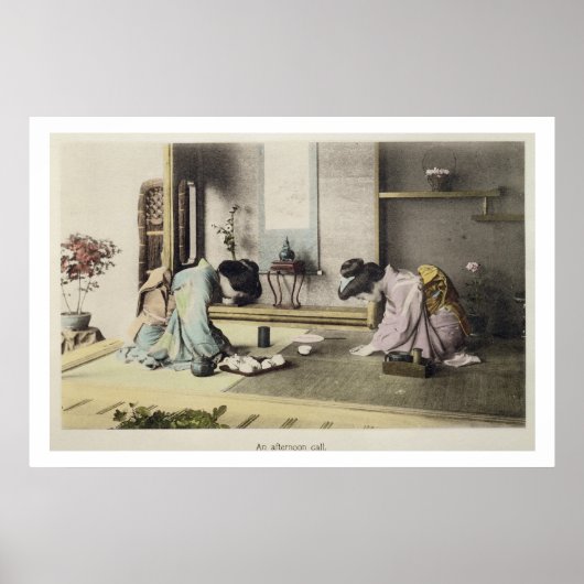 An Aftermiddag Call, c.1880 (met de hand gekleurde Poster (Voorkant)