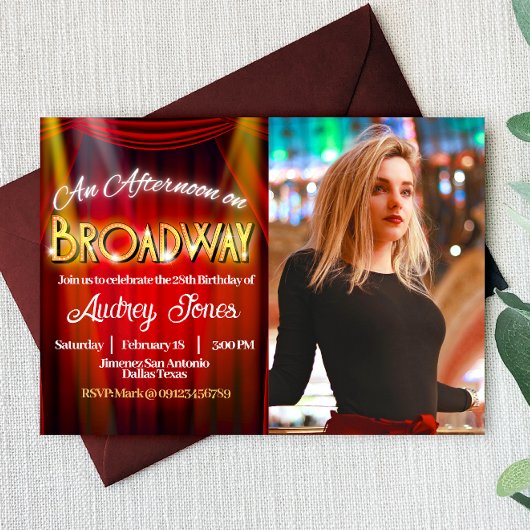 An Afternoon on Broadway Birthday with Photo Kaart