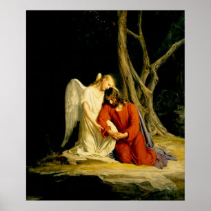 An Angel Comfort Jesus door Carl Bloch Poster