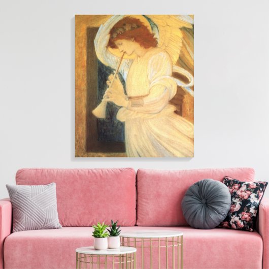 An Angel Playing a Flageolet By Burne Jones Canvas Afdruk (Insitu (Woonkamer))