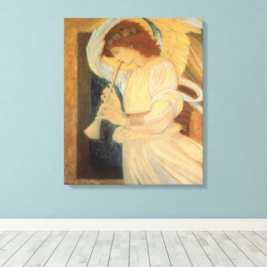 An Angel Playing a Flageolet By Burne Jones Canvas Afdruk (Insitu (Houten vloer))