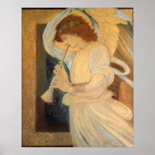 An Angel Playing a Flageolet By Burne Jones Poster (Voorkant)