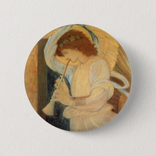 An Angel Playing a Flageolet By Burne Jones Ronde Button 5,7 Cm