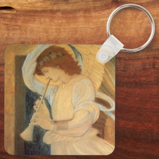 An Angel Playing a Flageolet By Burne Jones Sleutelhanger (Achterkant)
