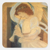 An Angel Playing a Flageolet By Burne Jones Vierkante Sticker (Voorkant)