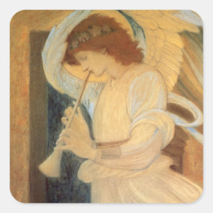 An Angel Playing a Flageolet By Burne Jones Vierkante Sticker