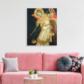 An Angel Weighing a Soul, c.1348-55 Canvas Afdruk (Insitu (Woonkamer))
