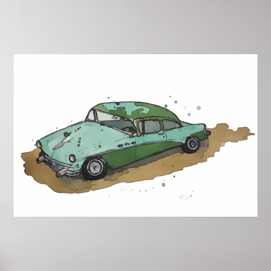 An antique 1950's era sedan poster (Voorkant)