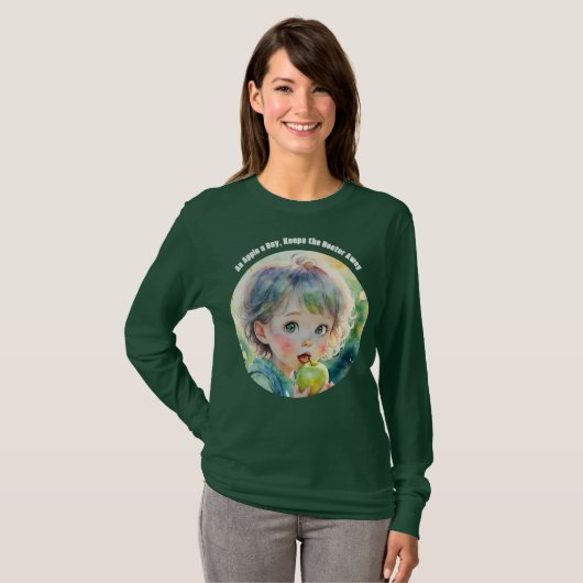 An Apple a Day Quote Proverb Cute T-Shirt (Voorkant volledig)