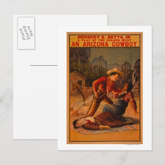 An Arizona Cowboy - Cowboy en de Indische strijd Briefkaart (Voorkant / Achterkant)