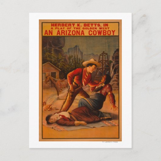 An Arizona Cowboy - Cowboy en de Indische strijd Briefkaart (Voorkant)