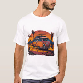 An artistic depiction of a retro VW bus T-shirt