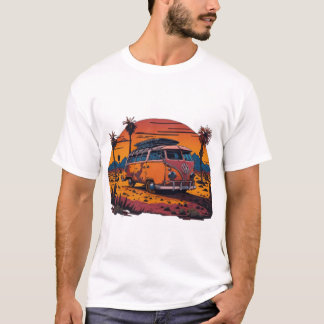 An artistic depiction of a retro VW bus T-shirt