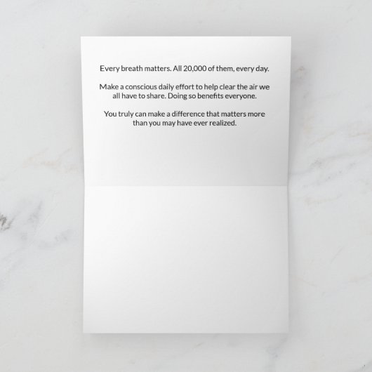 An Average of 20,000 Breaths Per Day Bedankkaart (Binnen)