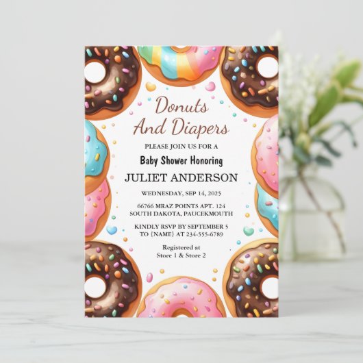 An Dreams Roze Blauwe Donuts en Luiers Baby shower Kaart (Staand voorkant)