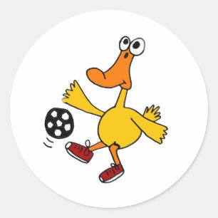 AN- Duck Spelen Voetbal Cartoon Ronde Sticker
