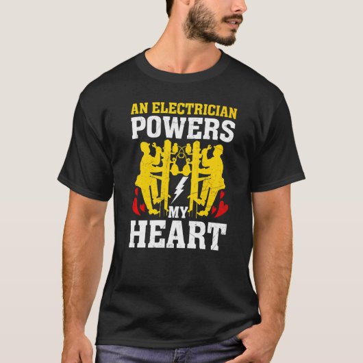 An Electrician Powers My Heart Electrician Men T-shirt (Voorkant)