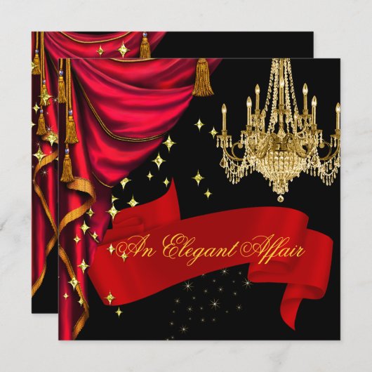 An Elegant Affair Red Gold Chandelier Corporate Kaart (Voorkant / Achterkant)
