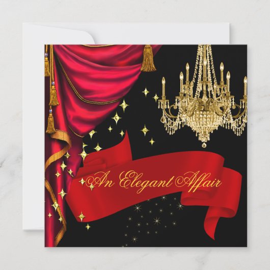 An Elegant Affair Red Gold Chandelier Corporate Kaart (Voorkant)