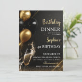 An elegant black birthday invitation kaart (Staand voorkant)