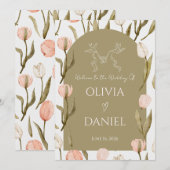 An elegant wedding invitation in olive green    (Voorkant / Achterkant)