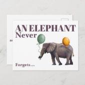 An Elephant Never Forgets Postcard Briefkaart (Voorkant / Achterkant)