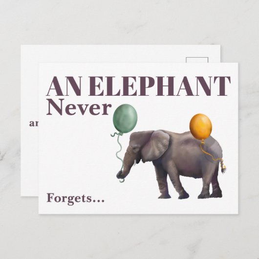 An Elephant Never Forgets Postcard Briefkaart (Voorkant / Achterkant)