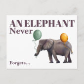 An Elephant Never Forgets Postcard Briefkaart (Voorkant)