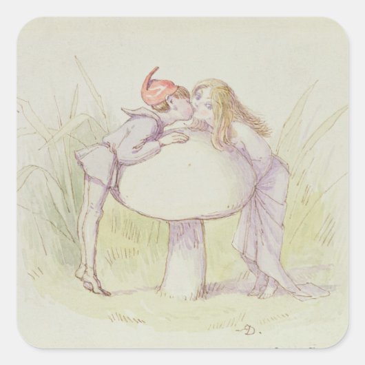 An Elf en a Fairy Vierkante Sticker (Voorkant)