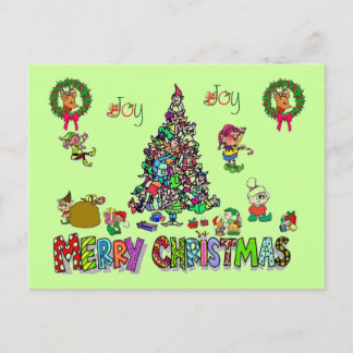 an elves christmas post card feestdagenkaart