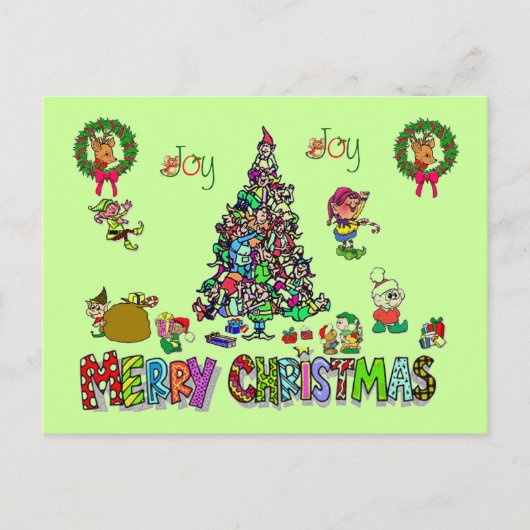 an elves christmas post card feestdagenkaart (Voorkant)