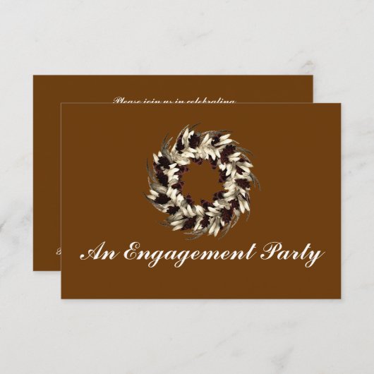 "An Engagement Party" — Cream/Brown Wreater Kaart (Voorkant / Achterkant)