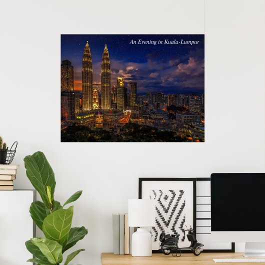 An Evening in Kuala-Lumpur Night Scene Poster (Thuiskantoor)