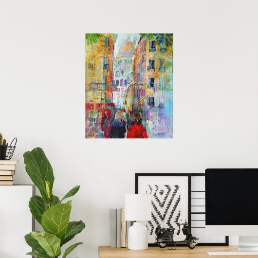 An Evening Walk to Sacre Coeur Poster (Thuiskantoor)