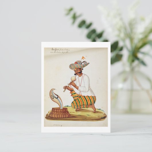 An Indian Snake Charmer with a Cobra, from a Frenc Briefkaart (Staand voorkant)