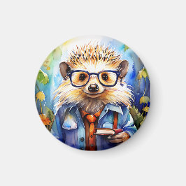 an intelligent watercolor Hedgehog Magneet