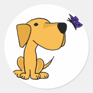 AN- Labrador Retriever kijken Vlinder Cartoon Ronde Sticker