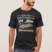 An Old Man With A Harmonica Music Musician Gift T-shirt (Voorkant)
