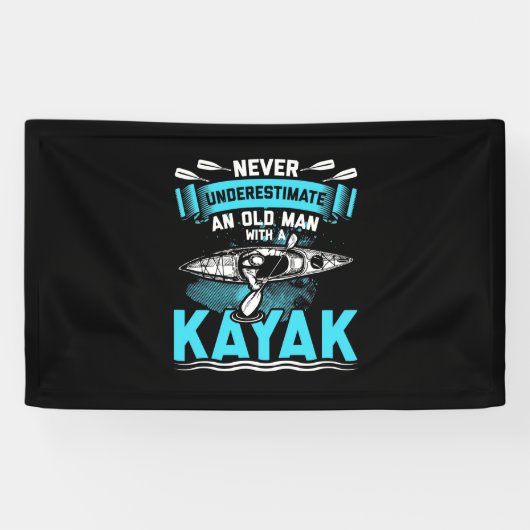 An Old Man With A Kayak Spandoek (Horizontaal)