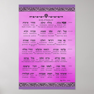 Ana b"Koach ~ Hebreeuws ~ English ~ Transliteratie Poster