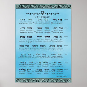 Ana b"Koach ~ Hebreeuws ~ English ~ Transliteratie Poster