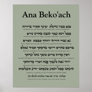 Ana Beko'ach - 42 letters Naam van God Poster